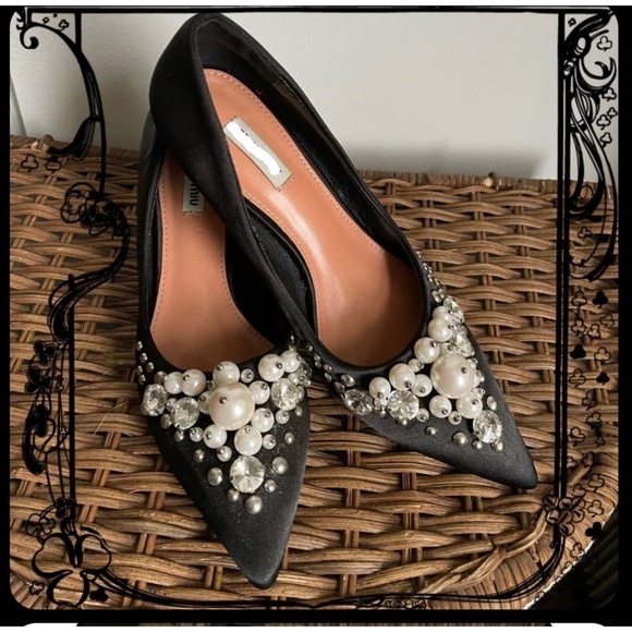 Pearl encrusted,Studs & Diamonte Mules - Picture 1 of 7